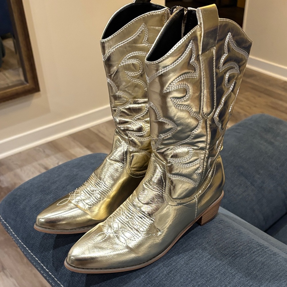 Gold Western-Style Women's Boots